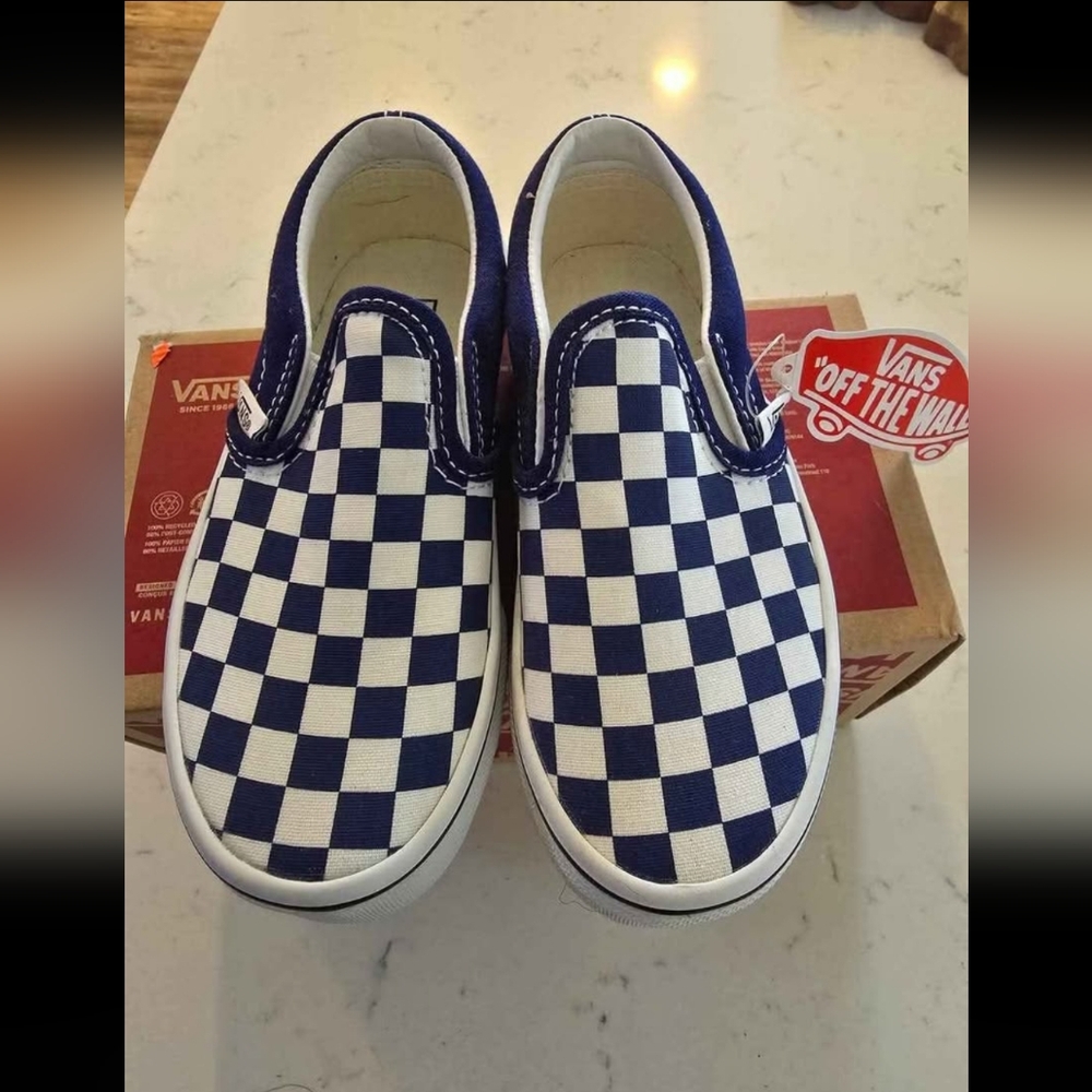 Youth Vans 11.5 Navy Blue checkard